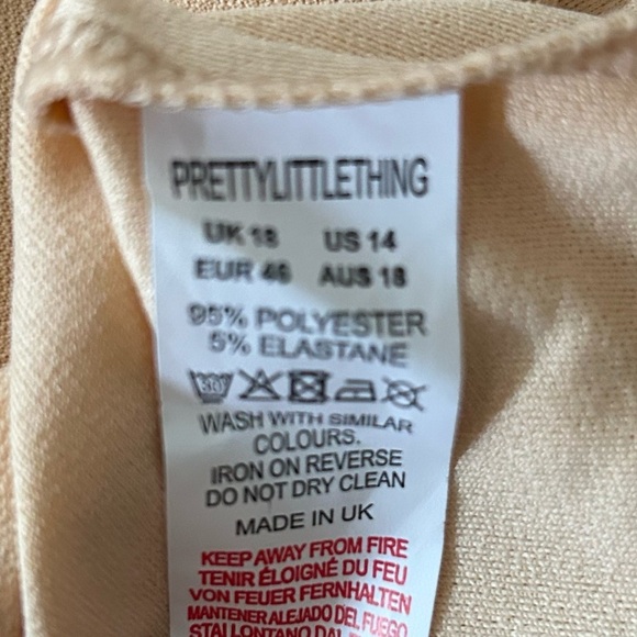 NWT PRETTYLITTLETHING Nude Plus One Shoulder Slinky Bodycon Mini Dress - Picture 8 of 11